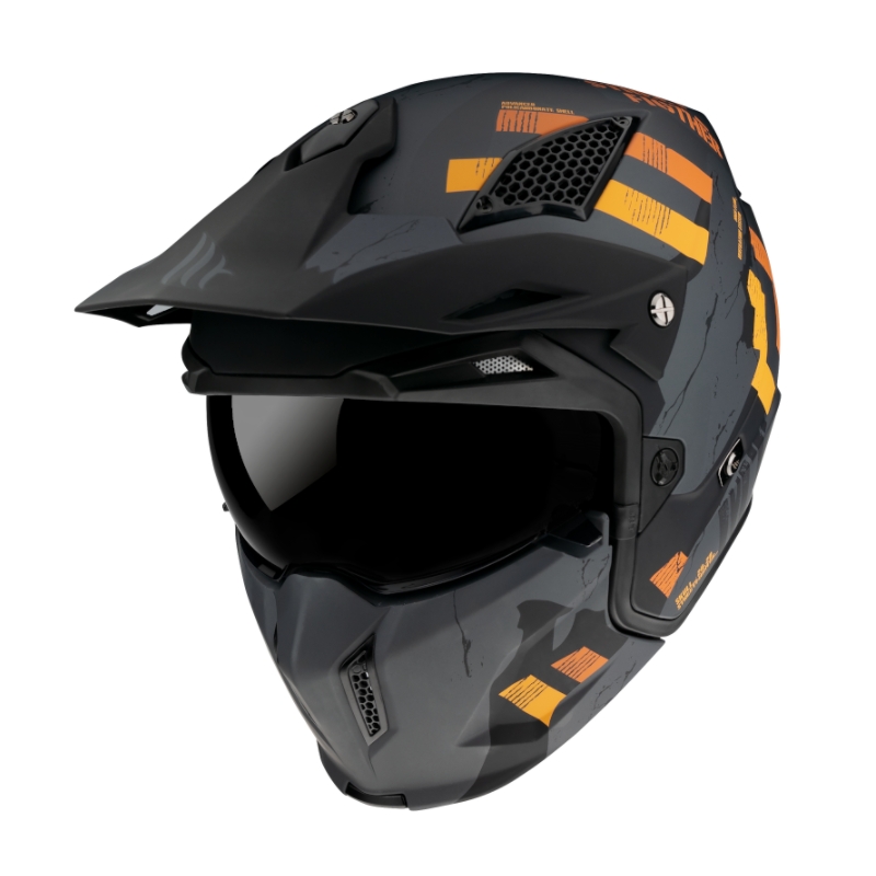 Casque jet avec masque MT Streetfighter Skull 2020 gris-orange avec visière iridium