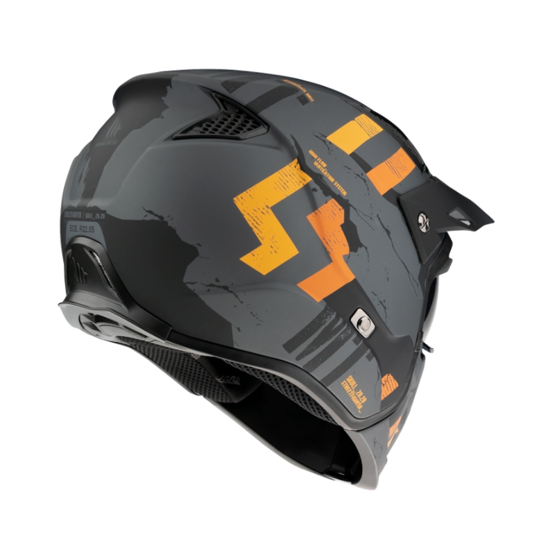 Casque jet avec masque MT Streetfighter Skull 2020 gris-orange avec visière iridium