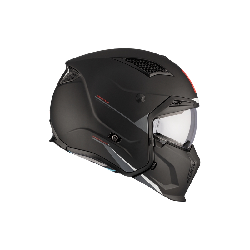 Casque jet avec masque MT Streetfighter SV S Solid A1 noir mat avec visière iridium