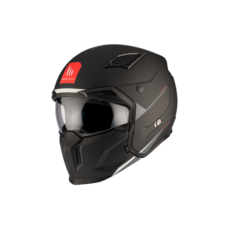 Casque jet avec masque MT Streetfighter SV S Solid A1 noir mat avec visière iridium