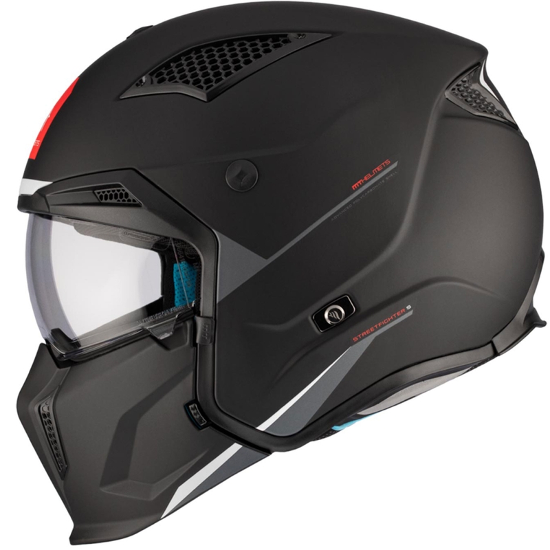Casque jet avec masque MT Streetfighter SV S Solid A1 noir mat avec visière iridium