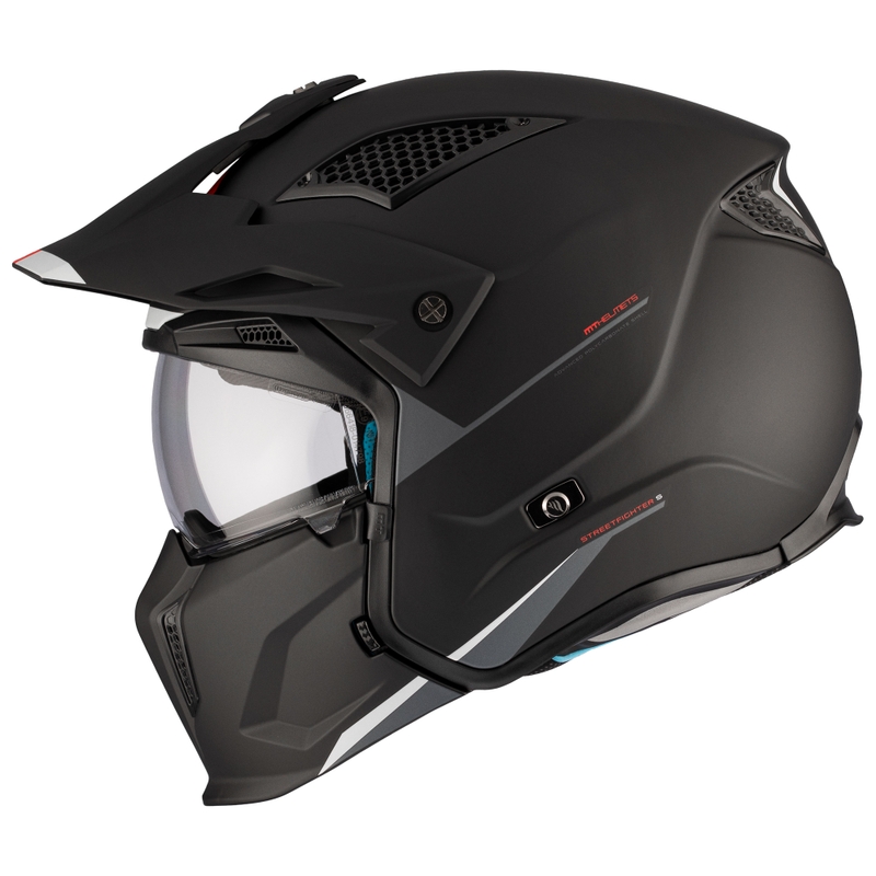 Casque jet avec masque MT Streetfighter SV S Solid A1 noir mat avec visière iridium