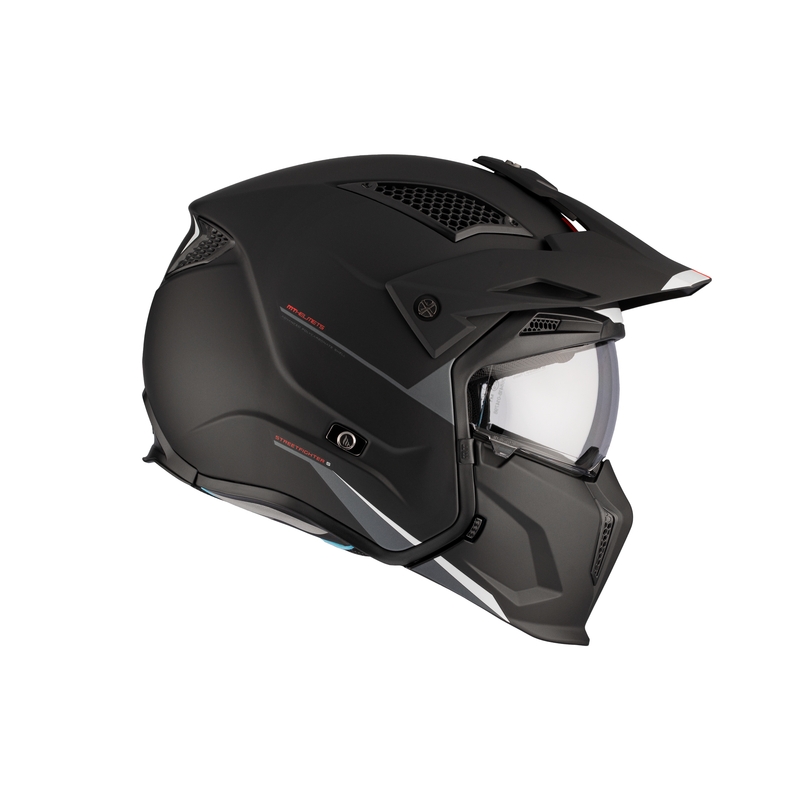 Casque jet avec masque MT Streetfighter SV S Solid A1 noir mat avec visière iridium