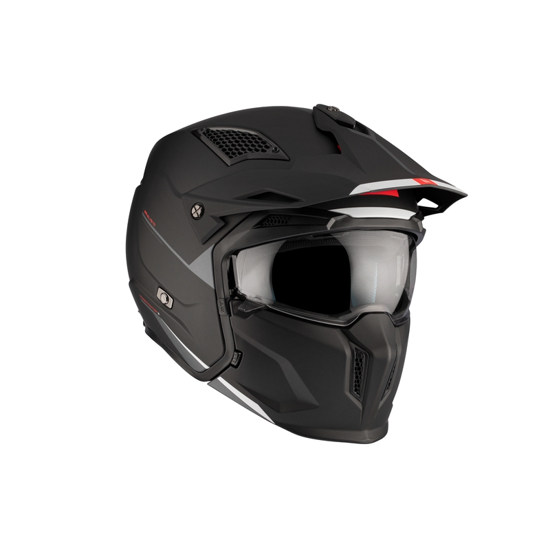 Casque jet avec masque MT Streetfighter SV S Solid A1 noir mat avec visière iridium