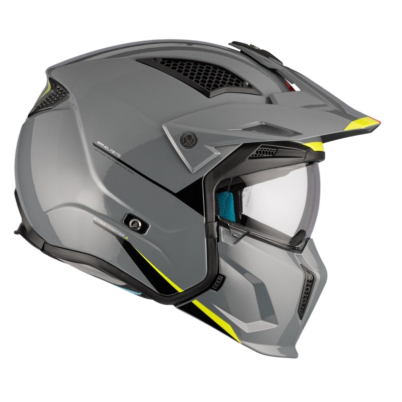 Casque jet avec masque MT Streetfighter SV S Solid A22 gris brillant avec visière iridium
