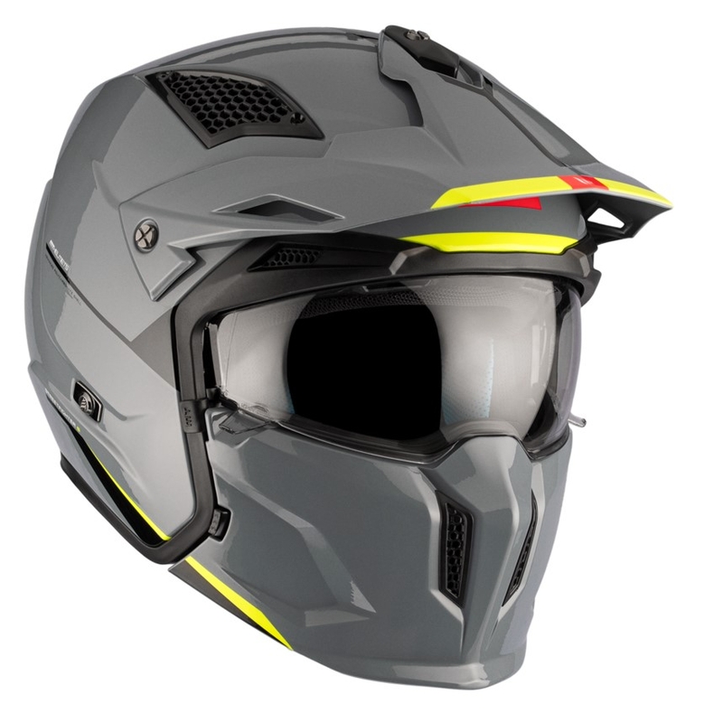 Casque jet avec masque MT Streetfighter SV S Solid A22 gris brillant avec visière iridium