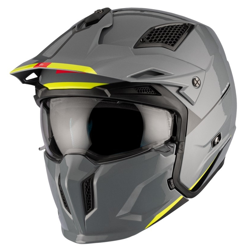 Casque jet avec masque MT Streetfighter SV S Solid A22 gris brillant avec visière iridium
