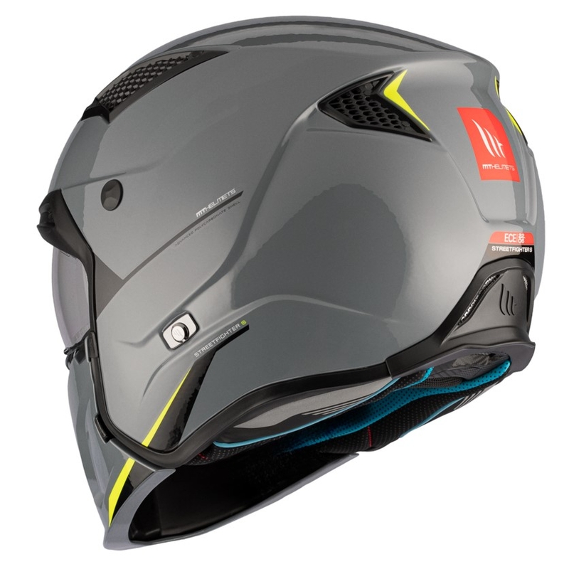 Casque jet avec masque MT Streetfighter SV S Solid A22 gris brillant avec visière iridium