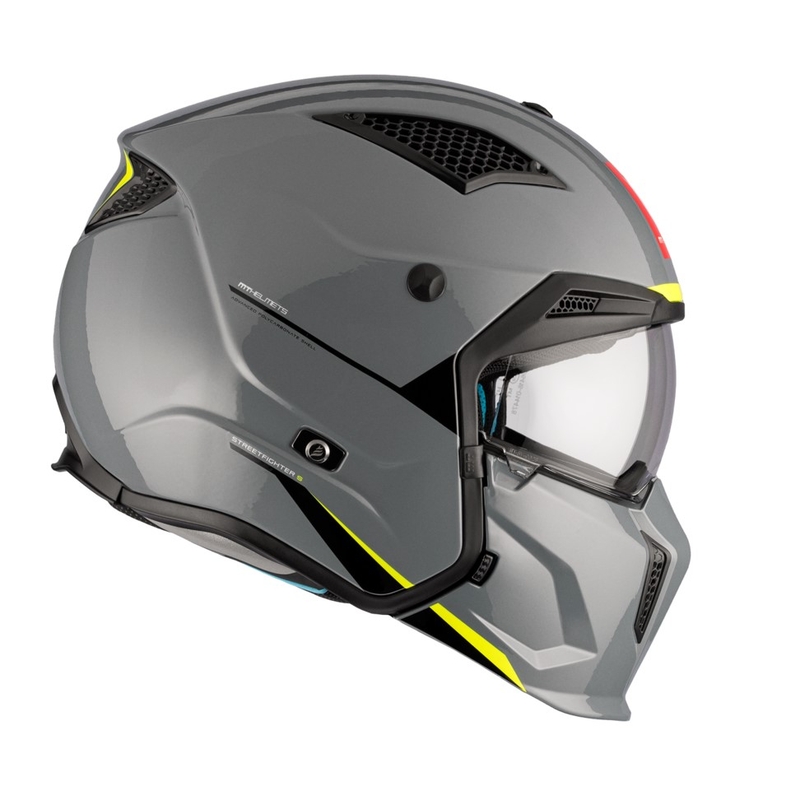 Casque jet avec masque MT Streetfighter SV S Solid A22 gris brillant avec visière iridium