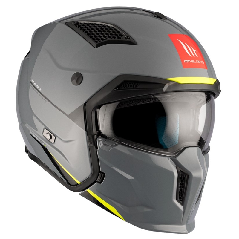 Casque jet avec masque MT Streetfighter SV S Solid A22 gris brillant avec visière iridium