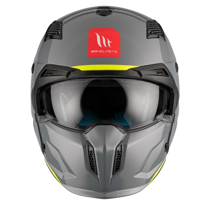 Casque jet avec masque MT Streetfighter SV S Solid A22 gris brillant avec visière iridium