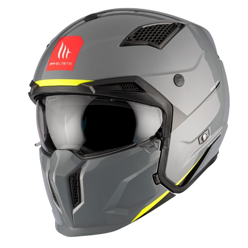 Casque jet avec masque MT Streetfighter SV S Solid A22 gris brillant avec visière iridium