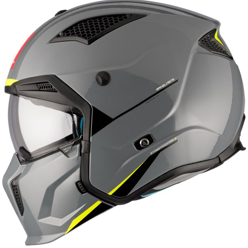 Casque jet avec masque MT Streetfighter SV S Solid A22 gris brillant avec visière iridium