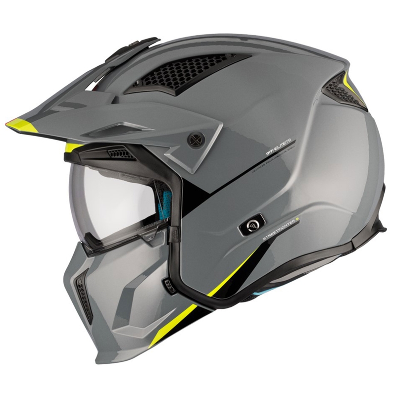 Casque jet avec masque MT Streetfighter SV S Solid A22 gris brillant avec visière iridium