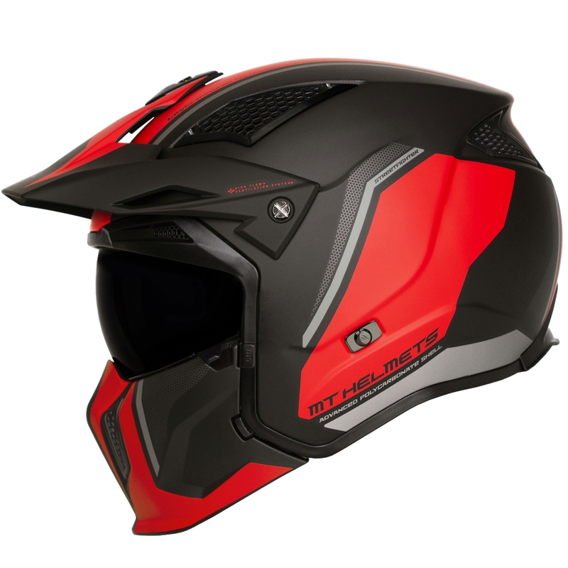 Casque jet avec masque MT Streetfighter SV S TWIN C5 noir-rouge avec visière iridium
