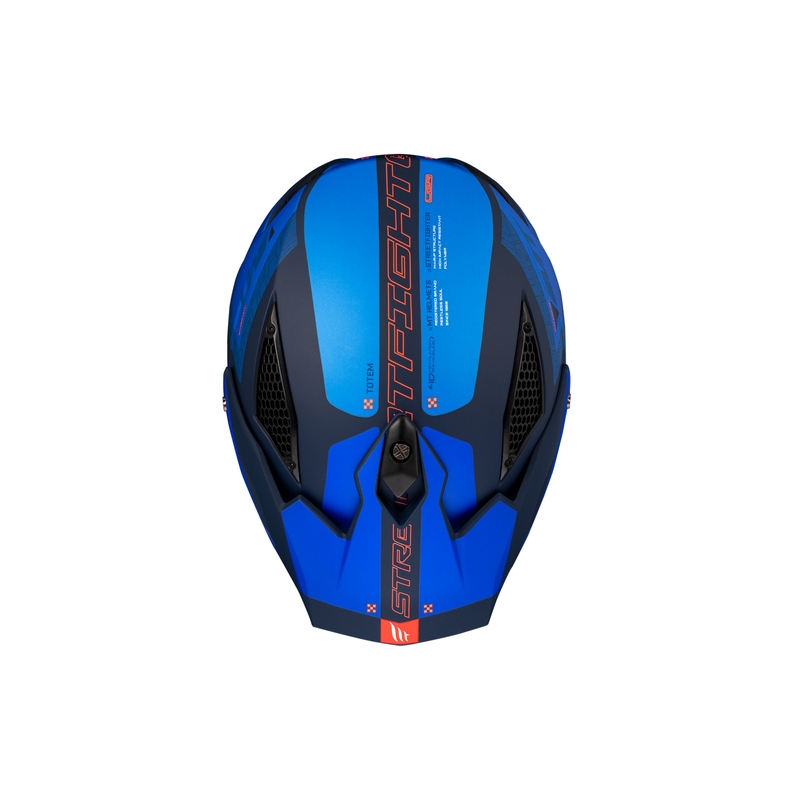Casque jet avec masque MT Streetfighter SV Totem C17 blanc-bleu avec visière iridium