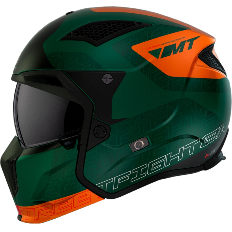 Casque jet avec masque MT Streetfighter SV Totem C6 noir-orange-vert avec plexiglas iridium