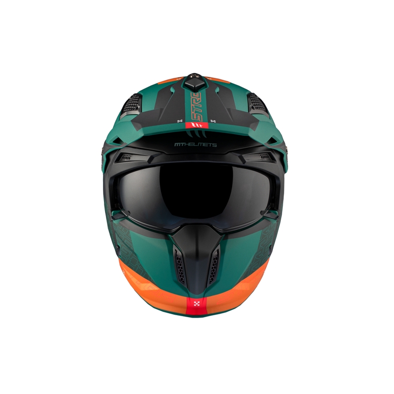 Casque jet avec masque MT Streetfighter SV Totem C6 noir-orange-vert avec plexiglas iridium