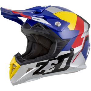 Casque de motocross ZED X1.9 Tendo bleu perle-rouge-jaune-argent