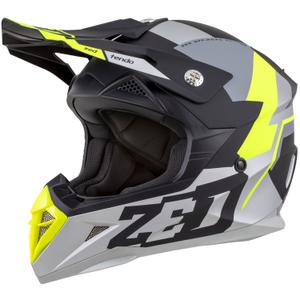 Casque motocross enfant ZED X1.9D TENDO noir mat-gris foncé-gris clair-jaune fluo