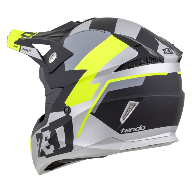 Casque motocross enfant ZED X1.9D TENDO noir mat-gris foncé-gris clair-jaune fluo