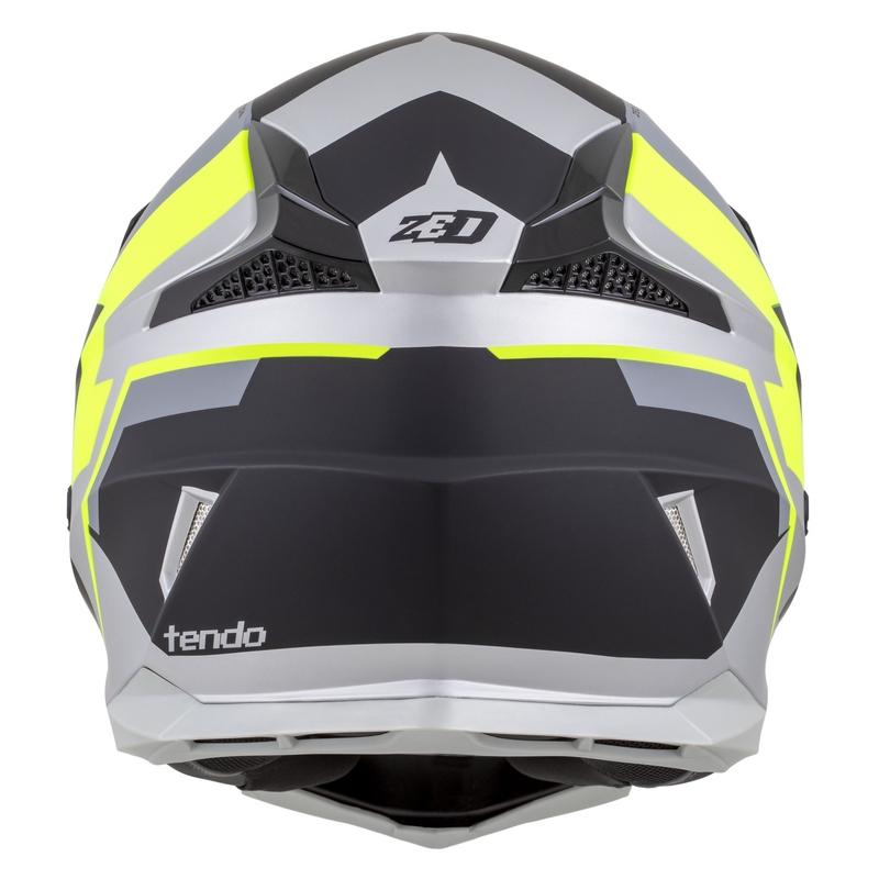 Casque motocross enfant ZED X1.9D TENDO noir mat-gris foncé-gris clair-jaune fluo