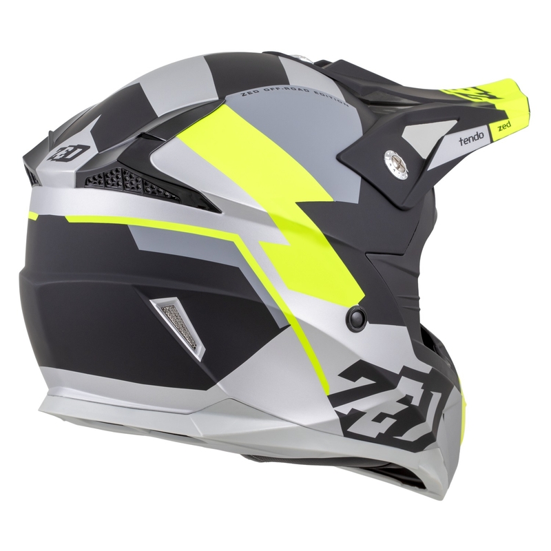 Casque motocross enfant ZED X1.9D TENDO noir mat-gris foncé-gris clair-jaune fluo