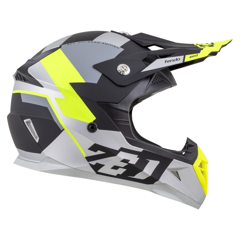 Casque motocross enfant ZED X1.9D TENDO noir mat-gris foncé-gris clair-jaune fluo