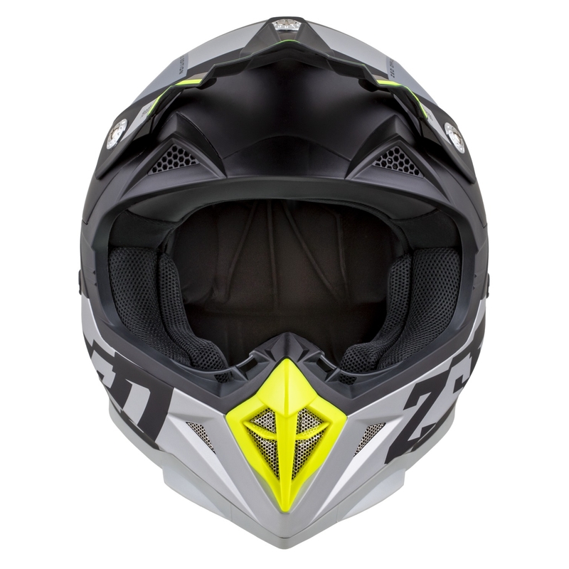 Casque motocross enfant ZED X1.9D TENDO noir mat-gris foncé-gris clair-jaune fluo