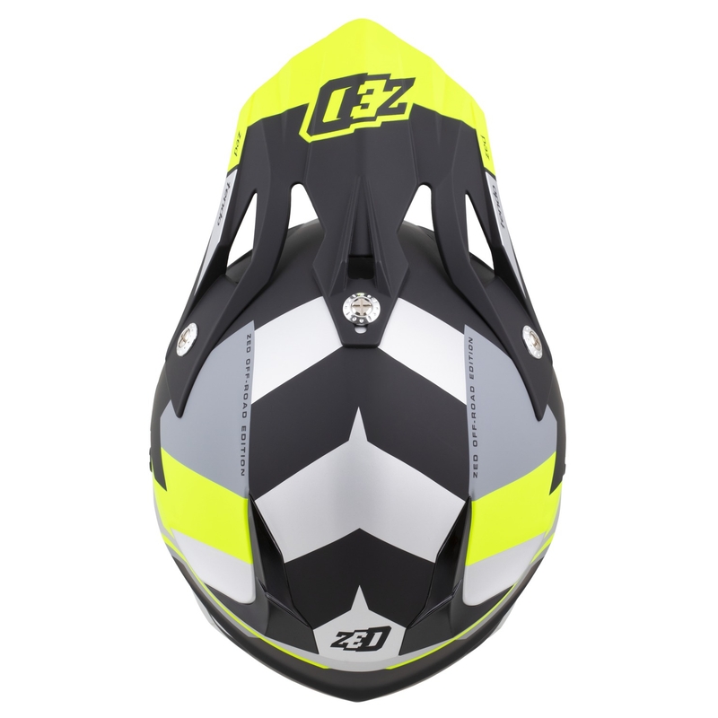 Casque motocross enfant ZED X1.9D TENDO noir mat-gris foncé-gris clair-jaune fluo