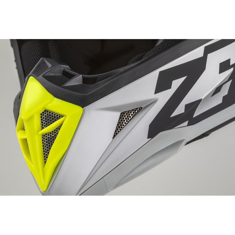 Casque motocross enfant ZED X1.9D TENDO noir mat-gris foncé-gris clair-jaune fluo