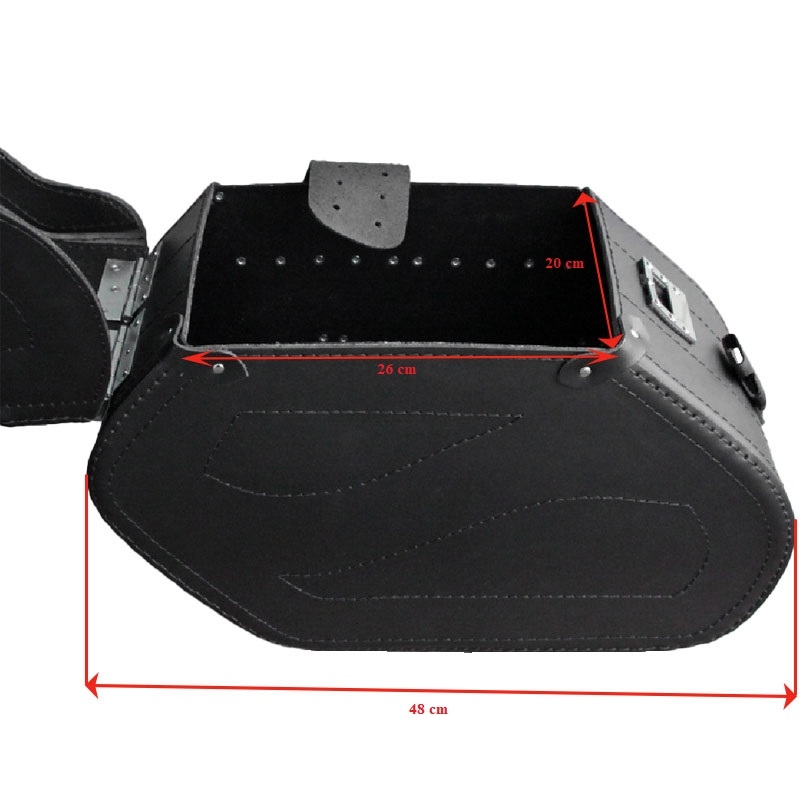 Sacoches moto en cuir RSA S221 avec serrure noir