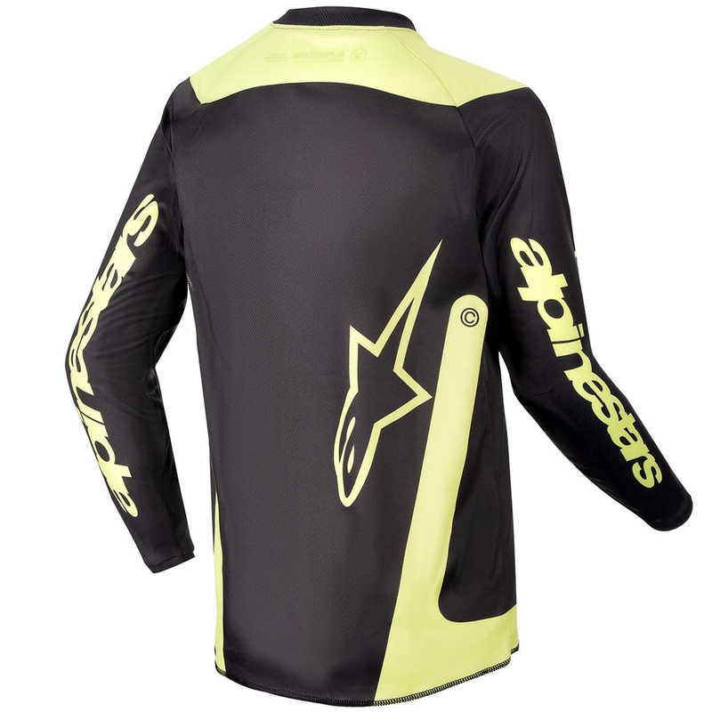 Maillot de motocross Alpinestars Racer Lurv pour enfant, noir et jaune fluo
