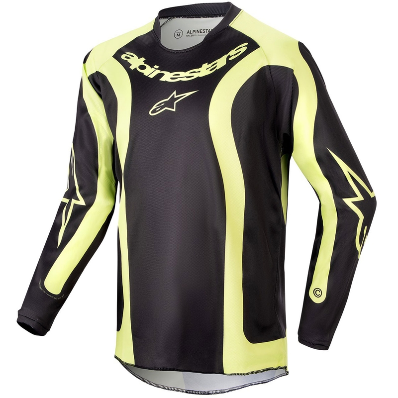 Maillot de motocross Alpinestars Racer Lurv pour enfant, noir et jaune fluo
