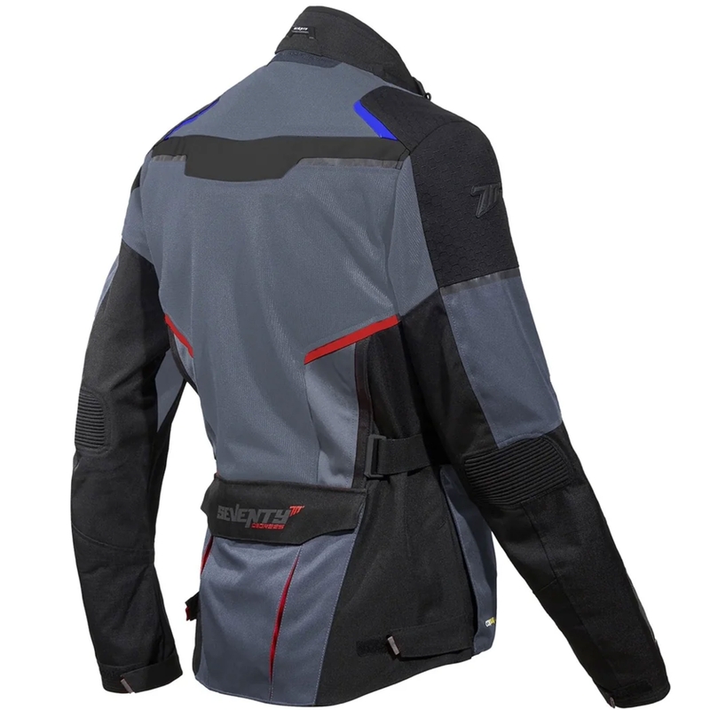 Veste moto Seventy Degrees SD-JT70 Atacama gris-bleu-rouge