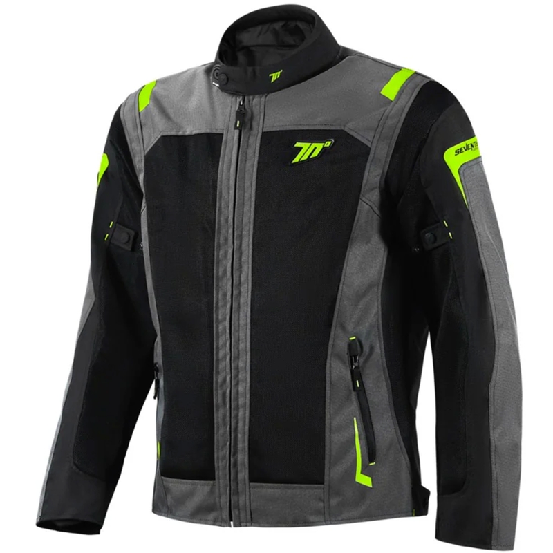 Veste moto Seventy Degrees SD-JT66 Sahara noir-jaune fluo