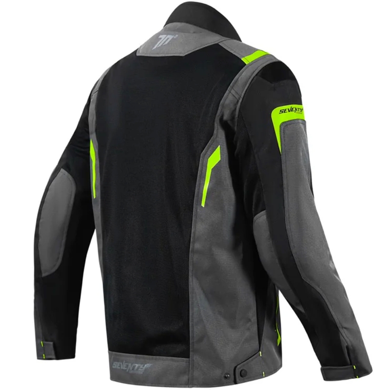 Veste moto Seventy Degrees SD-JT66 Sahara noir-jaune fluo