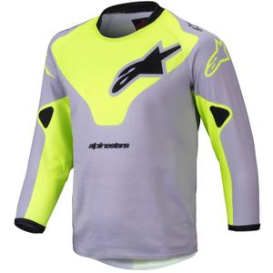 Maillot de motocross Alpinestars Racer Veil Kids gris-jaune fluo