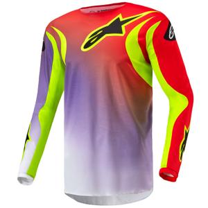 Maillot motocross Alpinestars Fluid Lucent blanc-violet-rouge-jaune fluo-noir