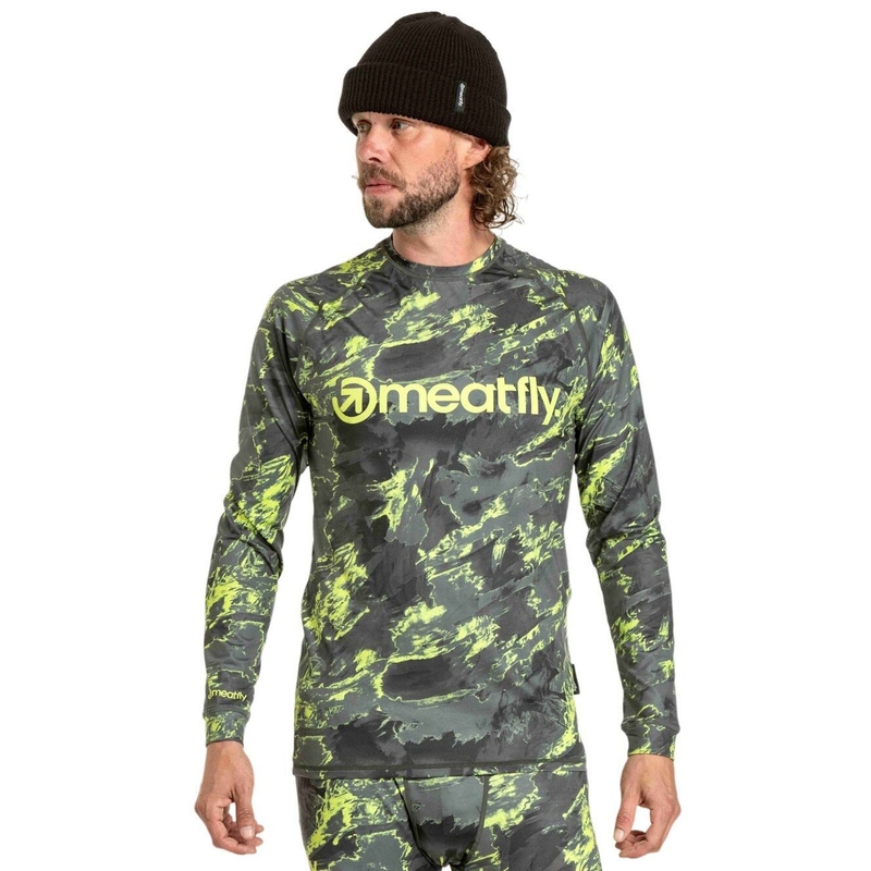 T-shirt thermique homme Meatfly Avery bleu-vert camo