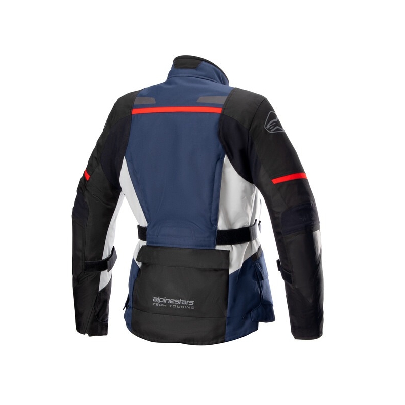 Blouson moto femme Alpinestars Stella Andes Drystar bleu foncé-noir-gris clair-rouge
