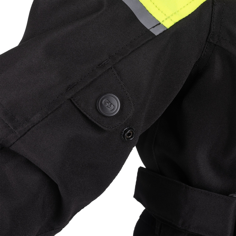 Veste moto femme Oxford Spartan Long WP noir-jaune fluo