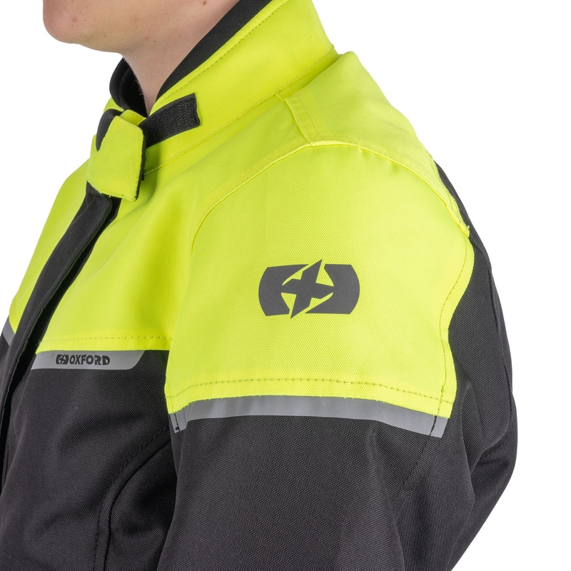 Veste moto femme Oxford Spartan Long WP noir-jaune fluo