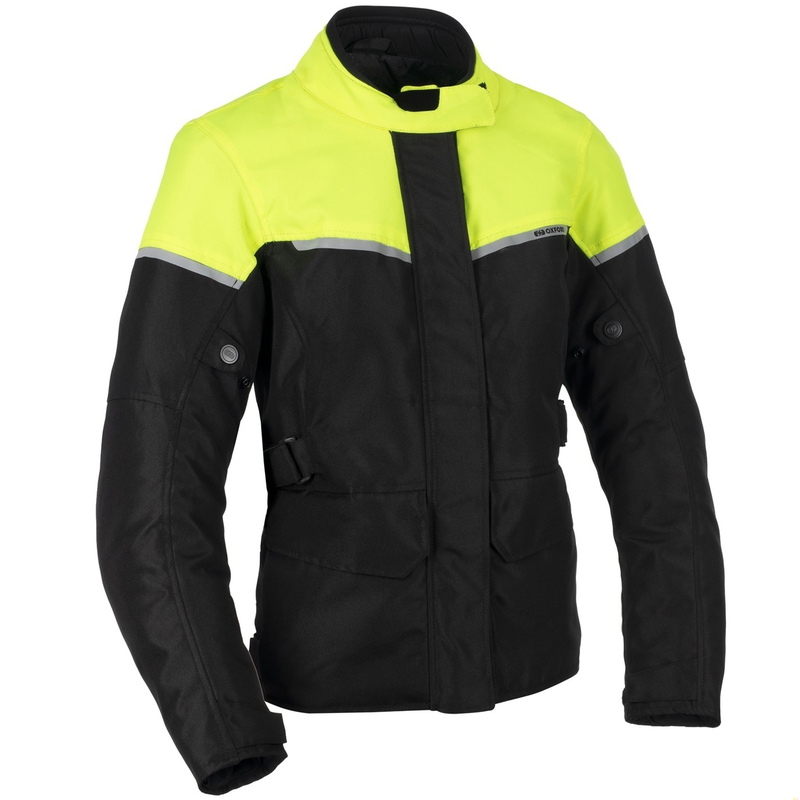 Veste moto femme Oxford Spartan Long WP noir-jaune fluo