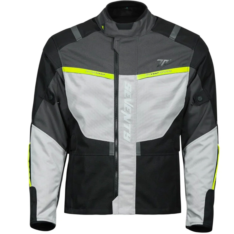 Blouson moto Seventy Degrees SD-JT83 Tonale noir-gris-jaune fluo