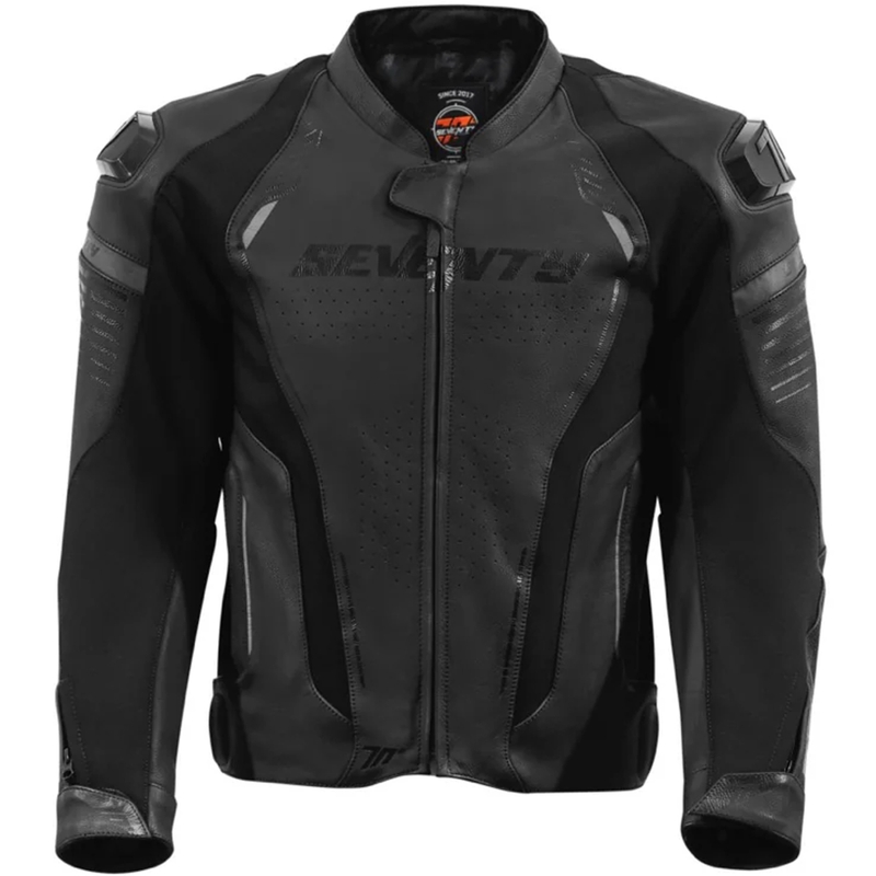 Blouson moto en cuir Seventy Degrees SD-JL24 Spoiler noir