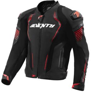 Blouson moto en cuir Seventy Degrees SD-JL24 Spoiler noir-rouge