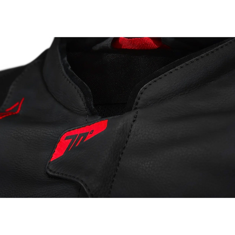 Blouson moto en cuir Seventy Degrees SD-JL24 Spoiler noir-rouge