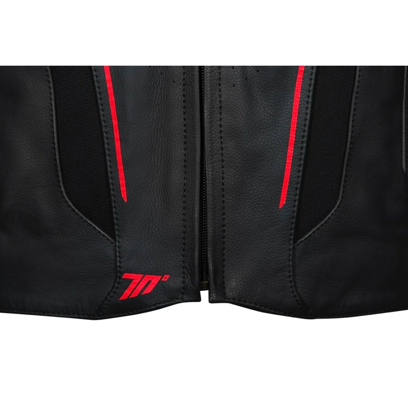 Blouson moto en cuir Seventy Degrees SD-JL24 Spoiler noir-rouge