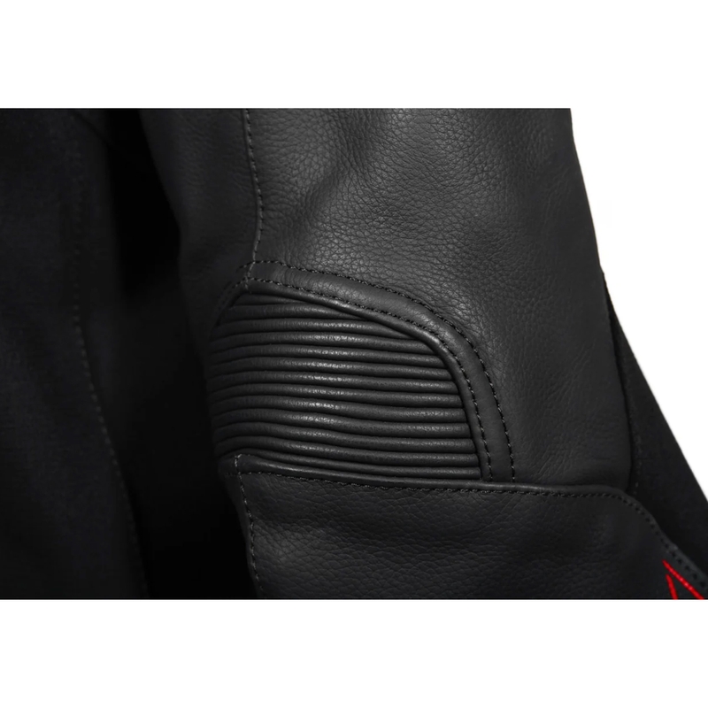 Blouson moto en cuir Seventy Degrees SD-JL24 Spoiler noir-rouge